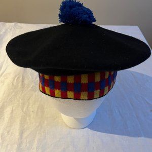 QUEENS University TAM 100% WOOL BERET O’Shanter Parkhurst w Pompom -Large Unisex
